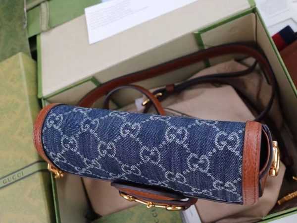 GUCCI 1955 Horsebit Bag - Denim/Leather Gold GG Web - Image 4