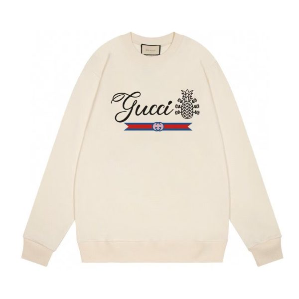 GUCCI Pineapple Logo Sweatshirt - Heavyweight Unisex White/Apricot