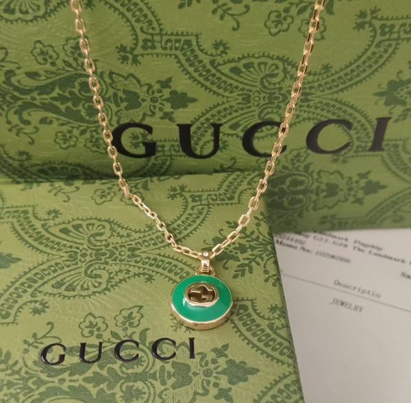 Gucci Onyx Gold Logo Necklace Set