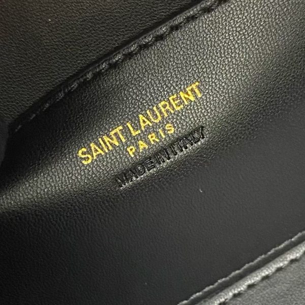 YSL Cassandre Quilted Pouch - Patent Burgundy Gold - Image 9