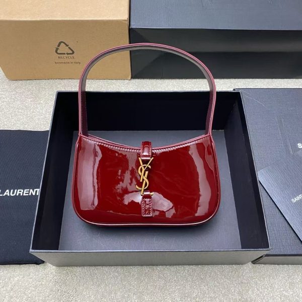 YSL LE 5 À 7 Mini Bag - Patent Burgundy Gold