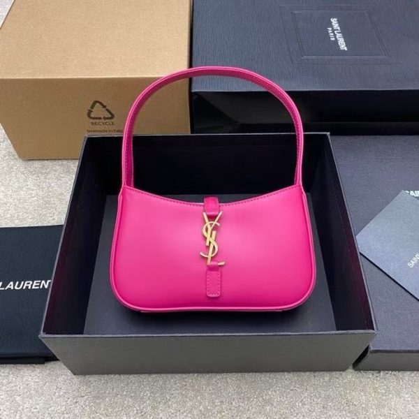 YSL LE 5 À 7 Mini Bag - Patent Burgundy Gold - Image 13