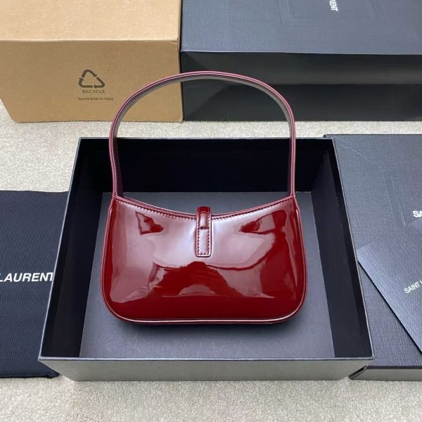YSL LE 5 À 7 Mini Bag - Patent Burgundy Gold - Image 2