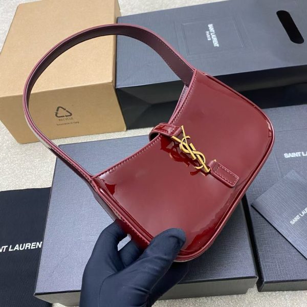 YSL LE 5 À 7 Mini Bag - Patent Burgundy Gold - Image 6