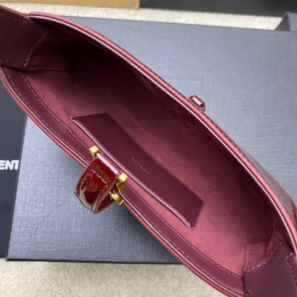 YSL LE 5 À 7 Mini Bag - Patent Burgundy Gold - Image 8