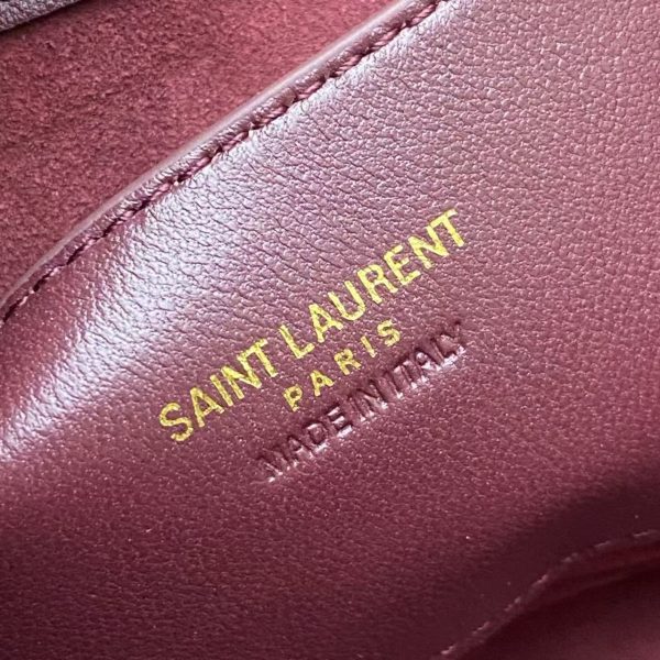 YSL LE 5 À 7 Mini Bag - Patent Burgundy Gold - Image 9