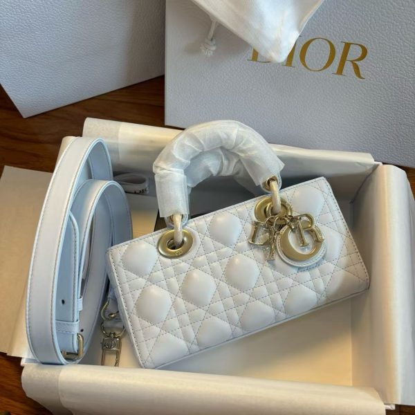 Dior Cannage Quilted Lady D-Joy - Light Blue Lambskin