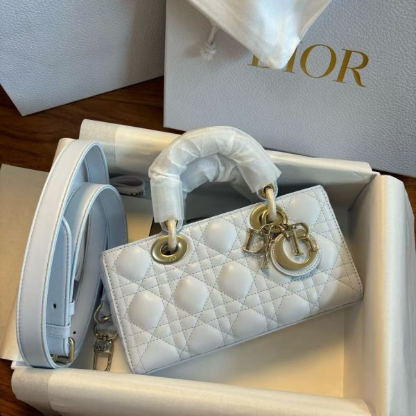 Dior Cannage Quilted Lady D-Joy - Light Blue Lambskin - Image 2