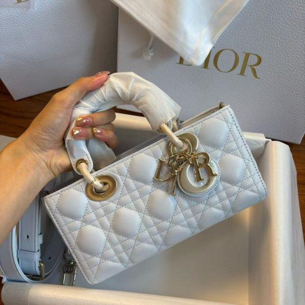 Dior Cannage Quilted Lady D-Joy - Light Blue Lambskin - Image 3