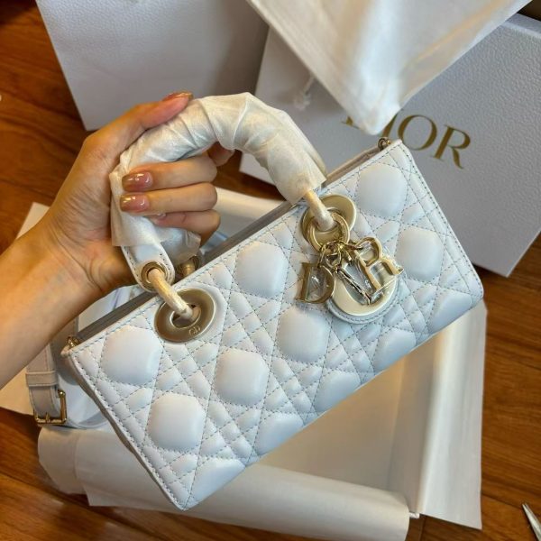 Dior Cannage Quilted Lady D-Joy - Light Blue Lambskin - Image 6