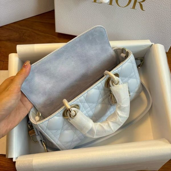 Dior Cannage Quilted Lady D-Joy - Light Blue Lambskin - Image 9
