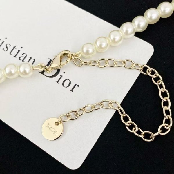 Dior Hollow Heart Floral Pearl Necklace - Hand-Painted Butterfly Motif & Cultured Pearls - Image 5
