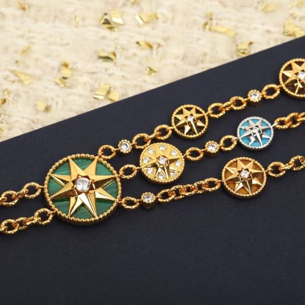 Dior Compass Rose Necklace - Gold & Gemstone Pendant - Image 5